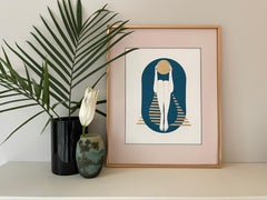 The Piramid of the Sun - line drawing figure with gold disk and stripes