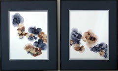 Delicacy - arte dell'astrazione, realizzata in oro, marrone, grigio e blu navy