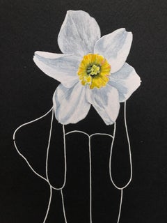 Narcissus - line drawing woman figure with flower