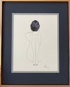 Black Tulip - line drawing woman figure with flower