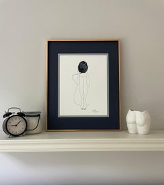 Black Tulip - line drawing woman figure with flower