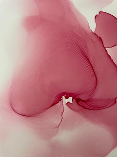 Unbekannte Blumenabstraktionskunst, in blassrosa und rosafarben gefertigt