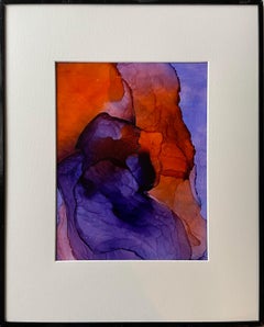 Emotions - abstract painting, made in violet, orange color