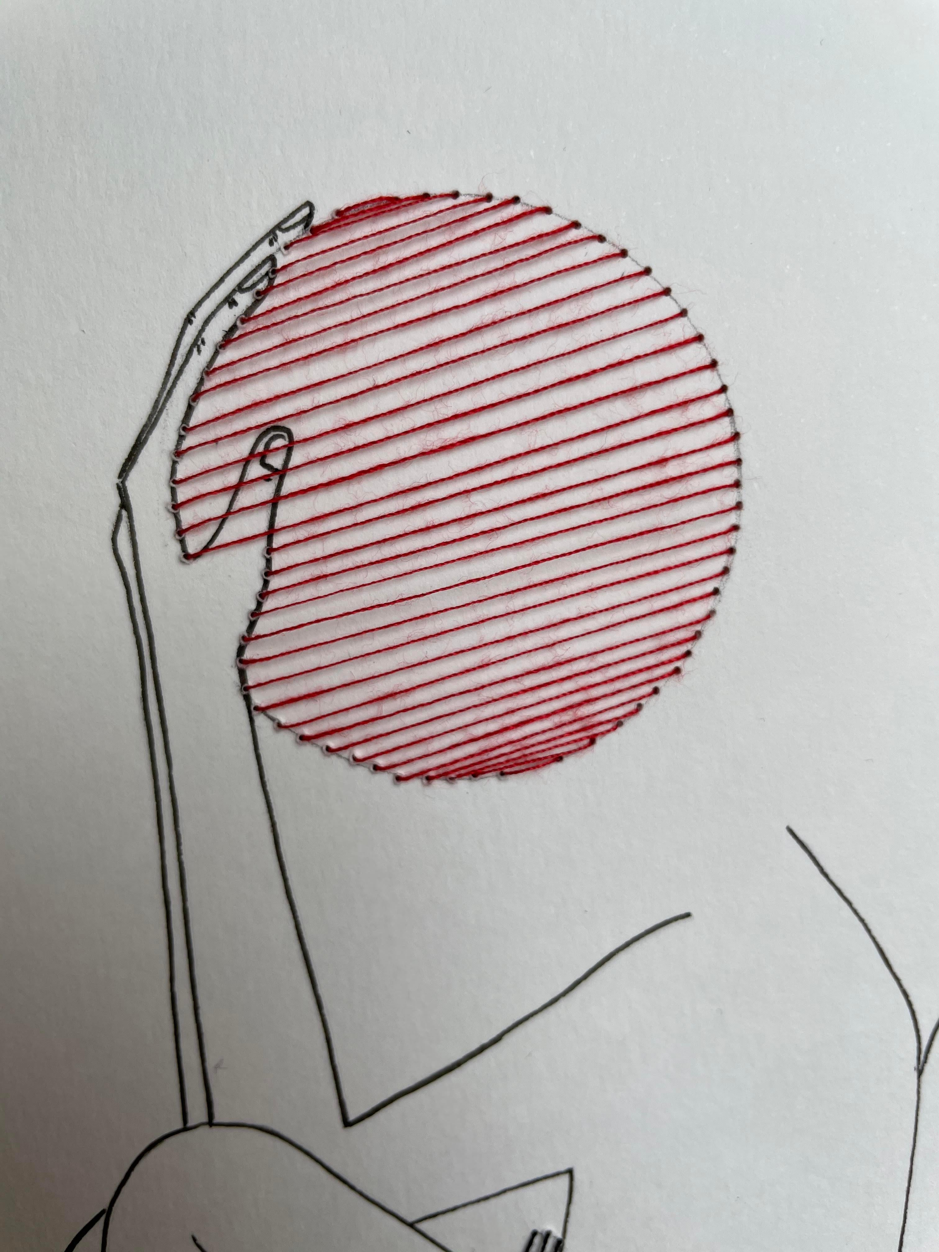 Suprematistische Komposition rote Kreise und schwarzes Quadrat - Linienzeichnung Frau Figur im Angebot 1