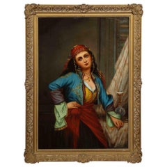 Antique Oregon Wilson "Gypsy Dancer" Orientalist Oil Painting