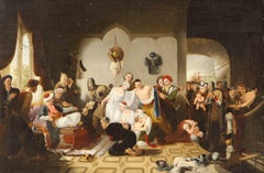 Sir William Allan (British 1782-1850) "Circassian Captives" Oil Board Painting