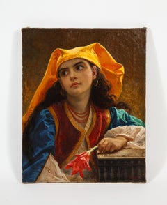Jean Francois Portaels, (Belgian 1818 - 1895) Orientalist Beauty Oil on Canvas