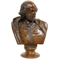 Antique German Bronze Bust of William Shakespeare by Aktien-Gesellschaft Gladenbeck