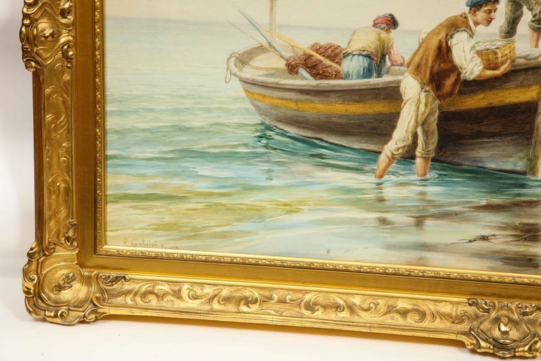 Pietro Gabrini (Italian 1856-1926) An Extremely Fine Hand-Painted Watercolor  For Sale 6