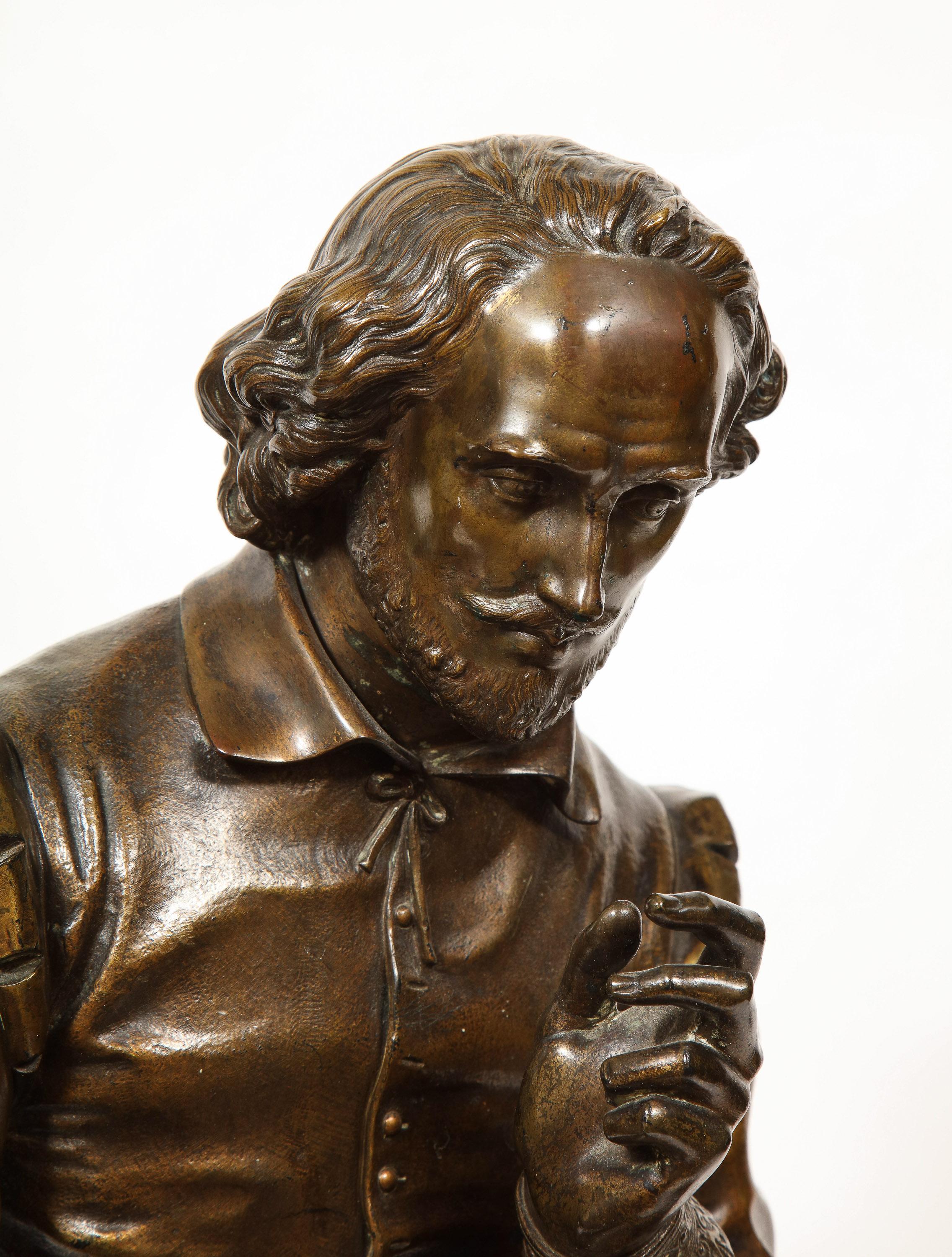 Jean Jules B. Salmson Bronze Sculpture of William Shakespeare Seated with Books 1