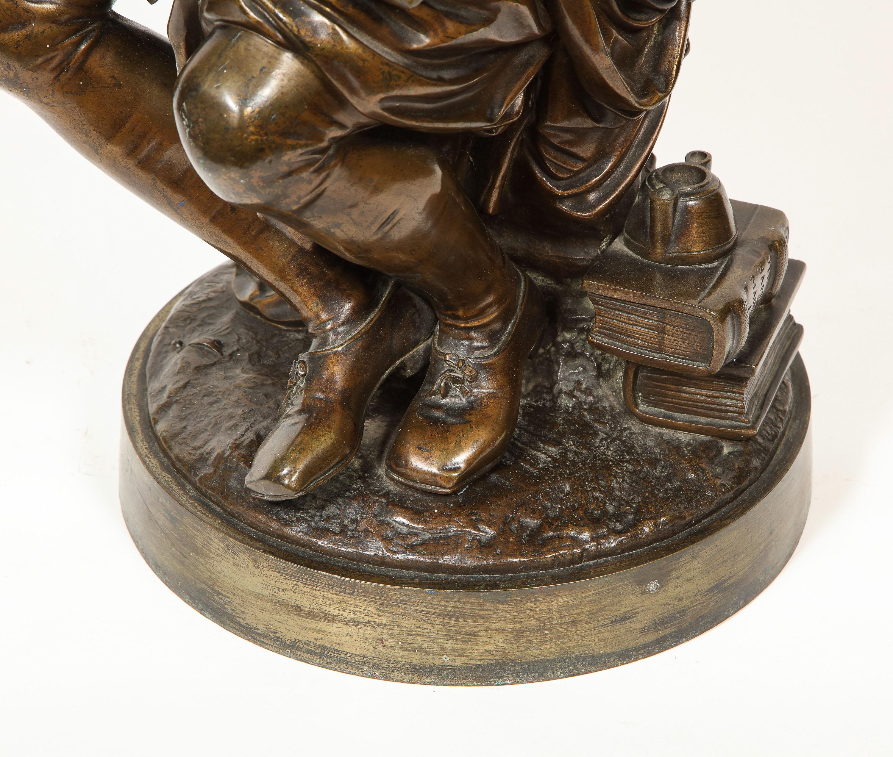 Jean Jules B. Salmson Bronze Sculpture of William Shakespeare Seated with Books 6