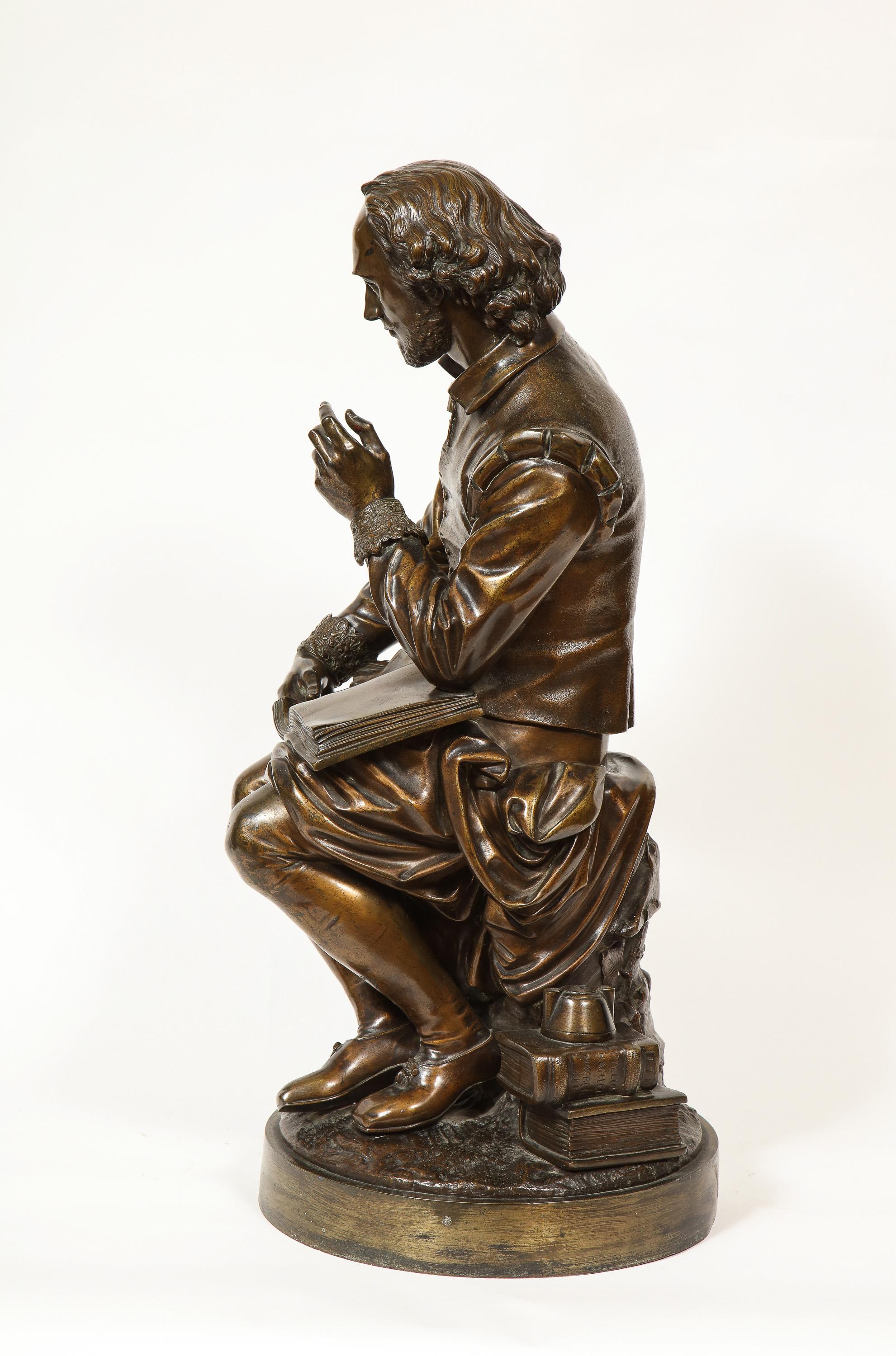 Jean Jules B. Salmson Bronze Sculpture of William Shakespeare Seated with Books 7