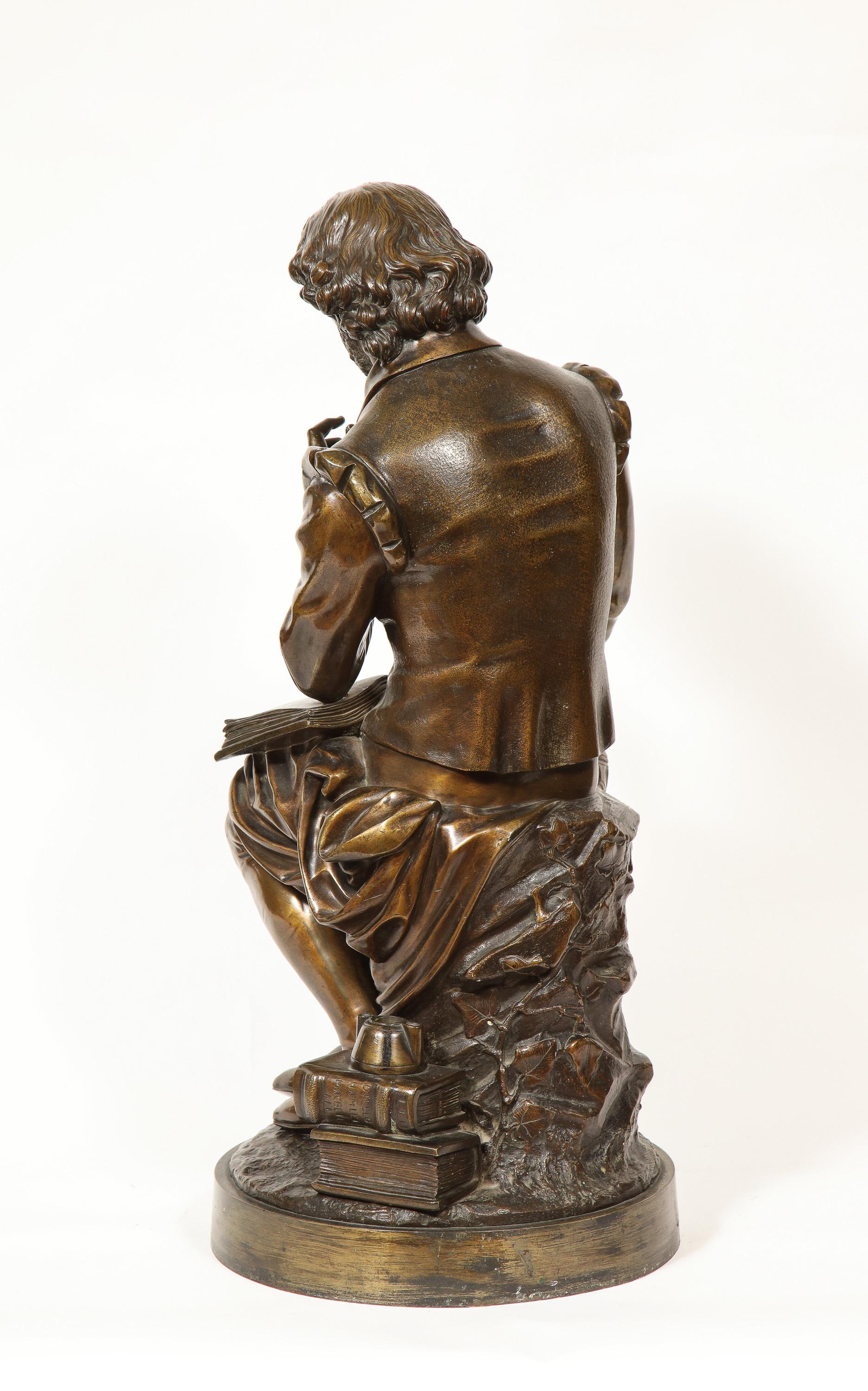 Jean Jules B. Salmson Bronze Sculpture of William Shakespeare Seated with Books 9