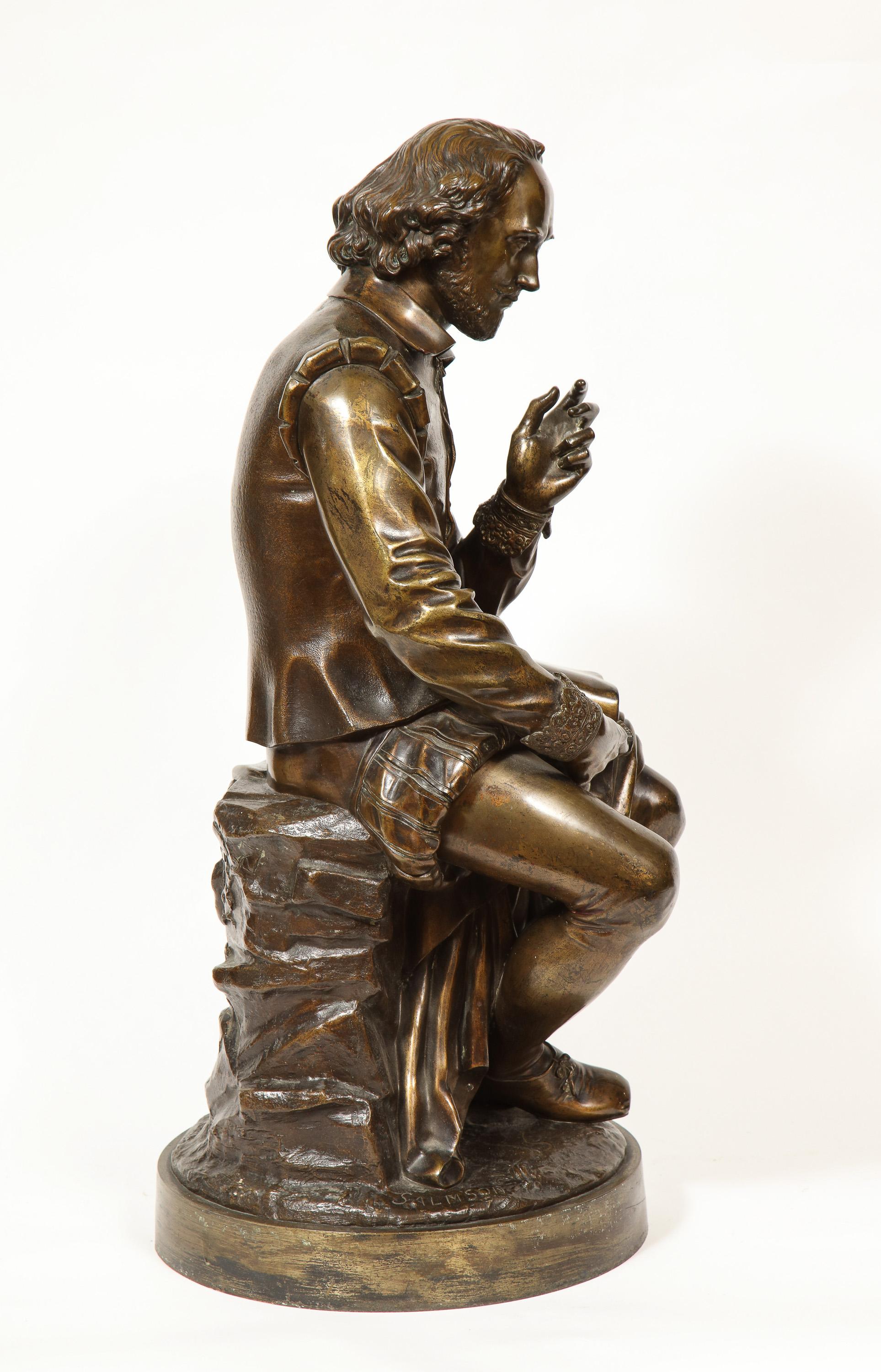 Jean Jules B. Salmson Bronze Sculpture of William Shakespeare Seated with Books 11