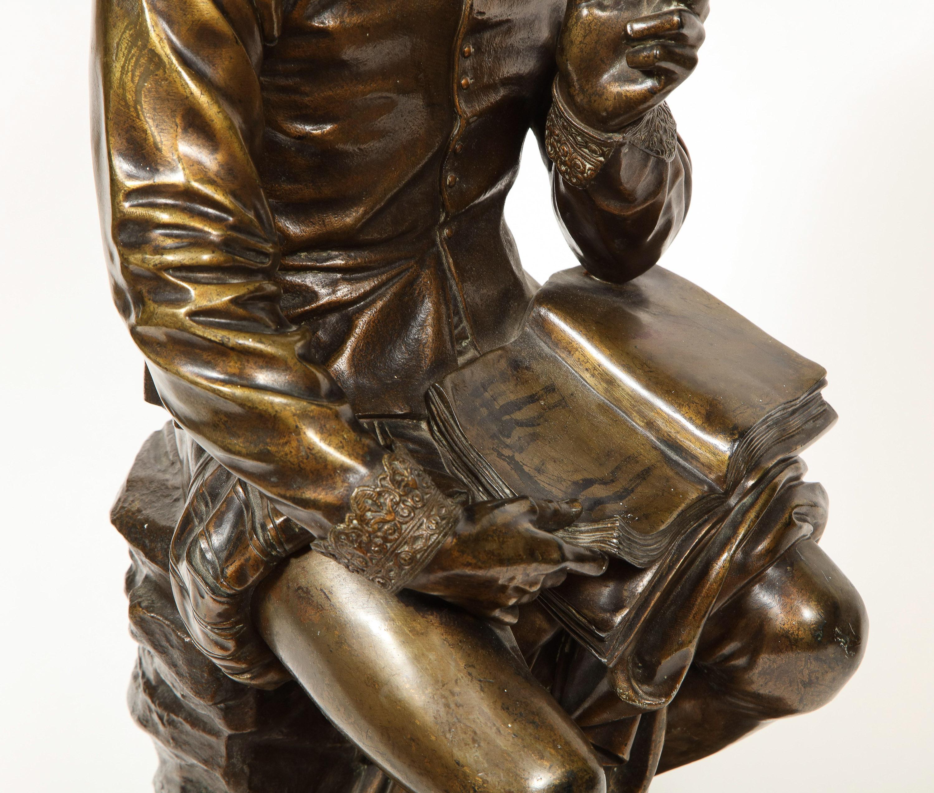 Jean Jules B. Salmson Bronze Sculpture of William Shakespeare Seated with Books 14