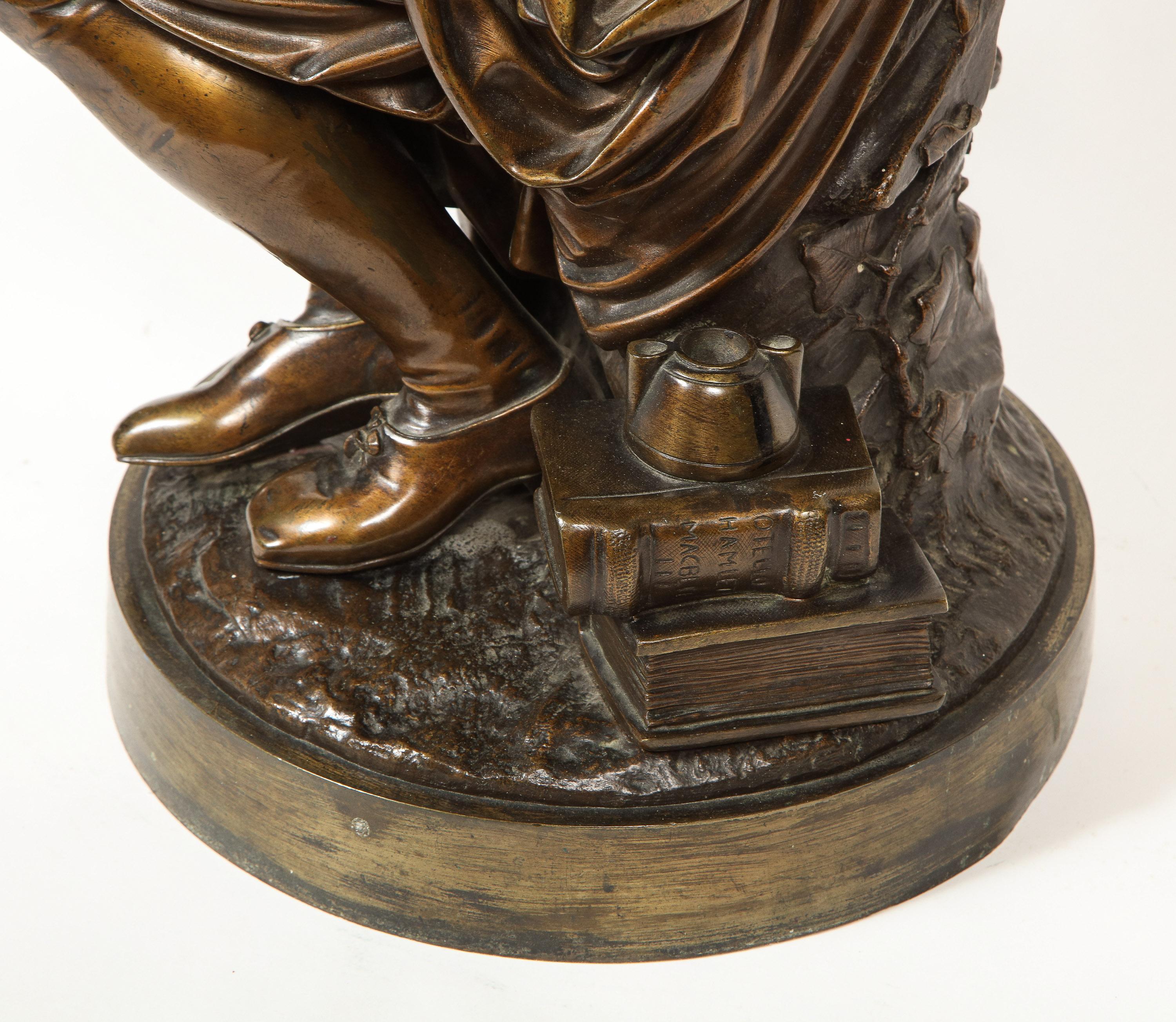 Jean Jules B. Salmson Bronze Sculpture of William Shakespeare Seated with Books 15