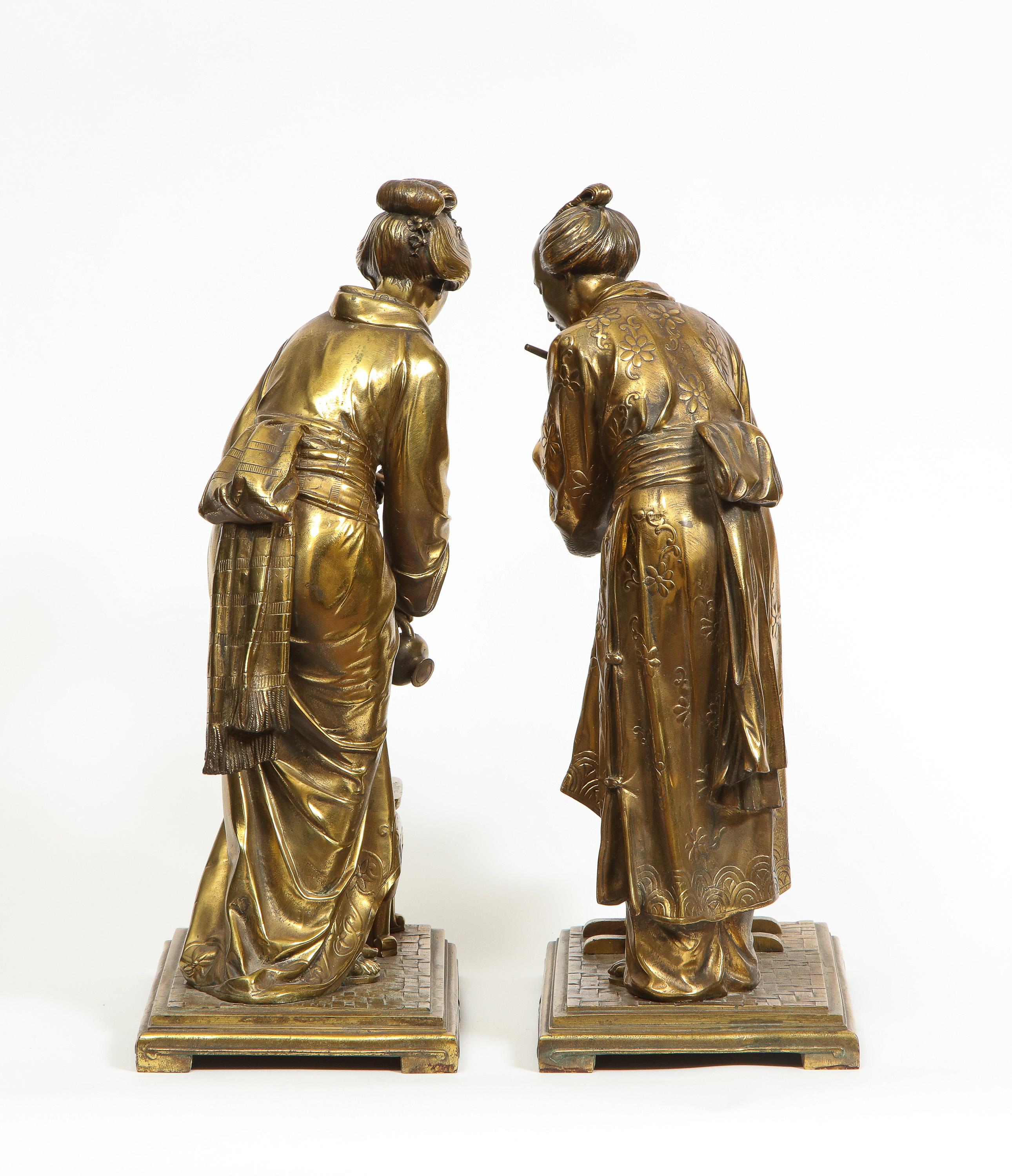 A Rare Pair of French Japonisme Bronze Sculptures by Eugene Laurent, circa 1870 8