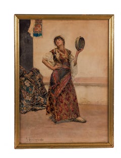 Gustavo Simoni (Italian, 1845-1926) A Watercolor of An "Orientalist Dancer"