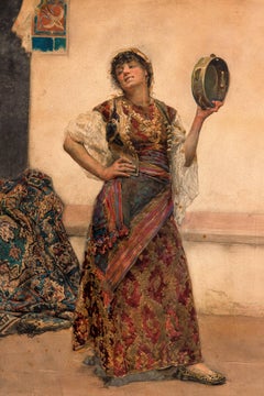 Gustavo Simoni (Italian, 1845-1926) A Watercolor of An "Orientalist Dancer"