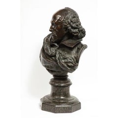Rare French Patinated Bronze Bust of William Shakespeare, Carrier-Belleuse