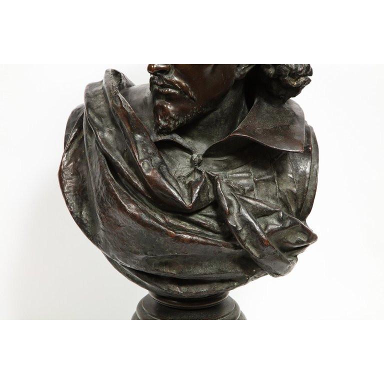 Rare French Patinated Bronze Bust of William Shakespeare, Carrier-Belleuse 3