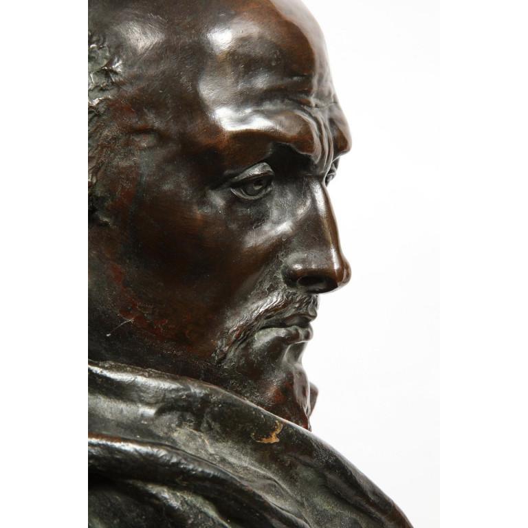 Rare French Patinated Bronze Bust of William Shakespeare, Carrier-Belleuse 7