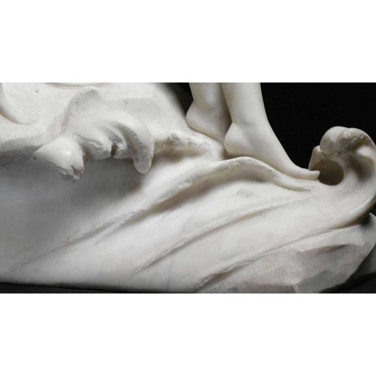 Italian White Marble Figure of a Sea Water Mermaid Nymph by Dante Zoi, 19th Cen 3