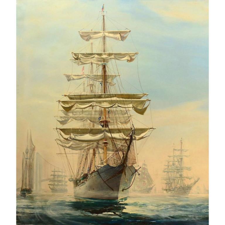 Kipp Soldwedel - Peinture à l'huile du port de New York - Opera Sail en vente 1