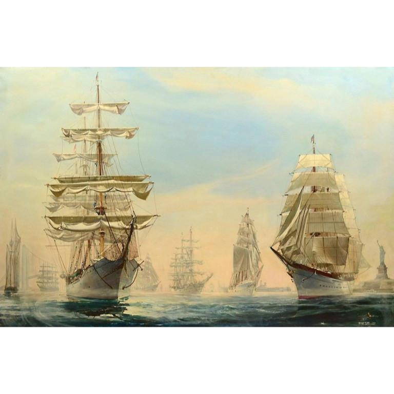 Kipp Soldwedel - Peinture à l'huile du port de New York - Opera Sail en vente 3