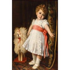 Constantin Emile Meunier "Hide & Seek" French Oil on Canvas