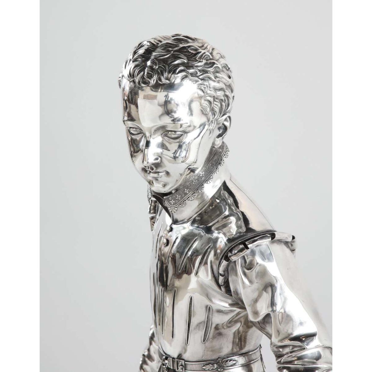 F. Barbedienne, a Life-Size Silvered Bronze of King Henri IV Enfant as a Child 1