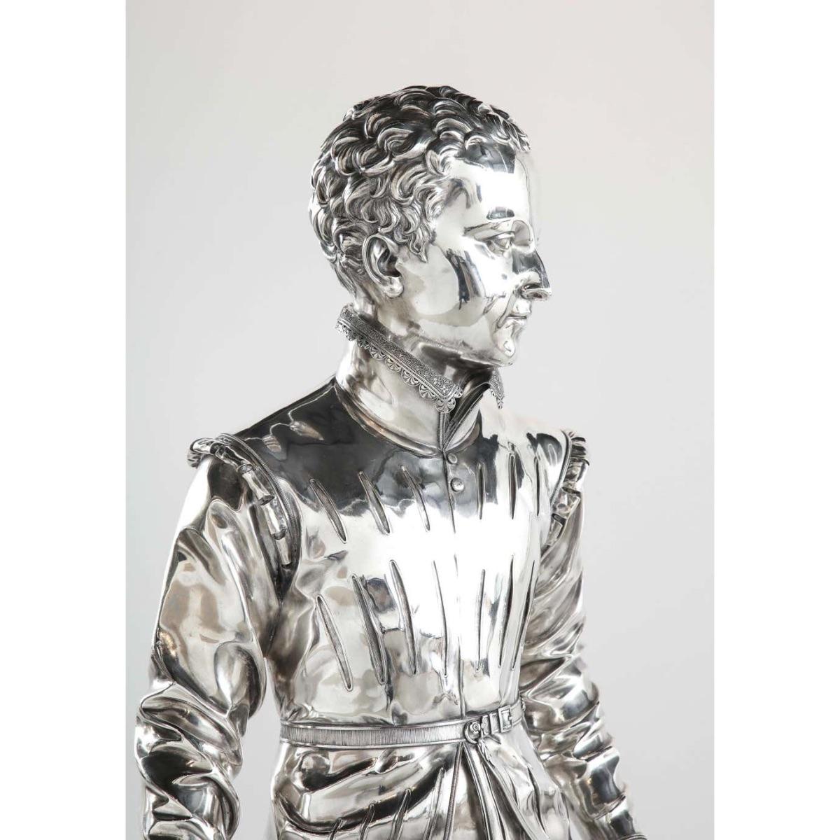 F. Barbedienne, a Life-Size Silvered Bronze of King Henri IV Enfant as a Child 12
