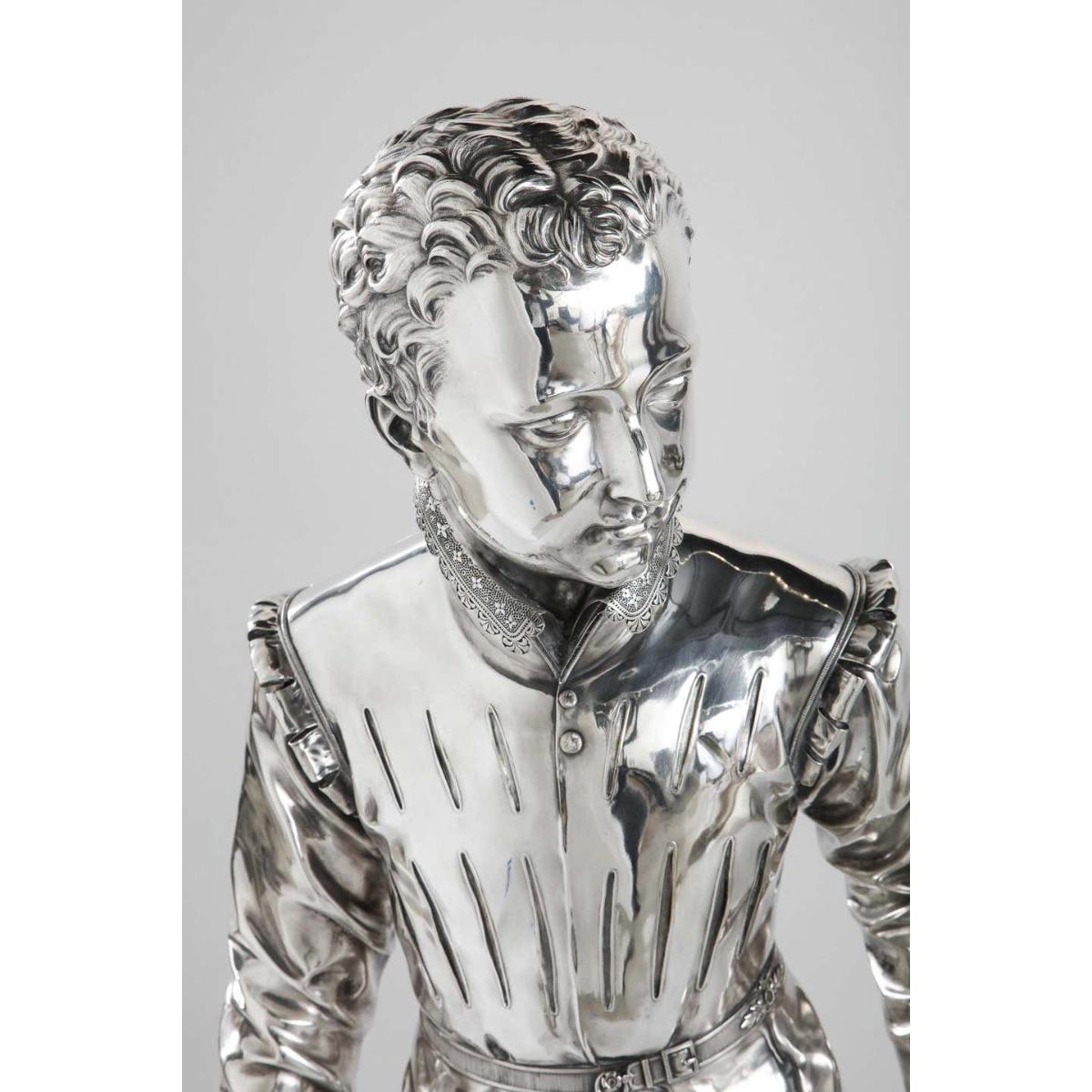 F. Barbedienne, a Life-Size Silvered Bronze of King Henri IV Enfant as a Child 15