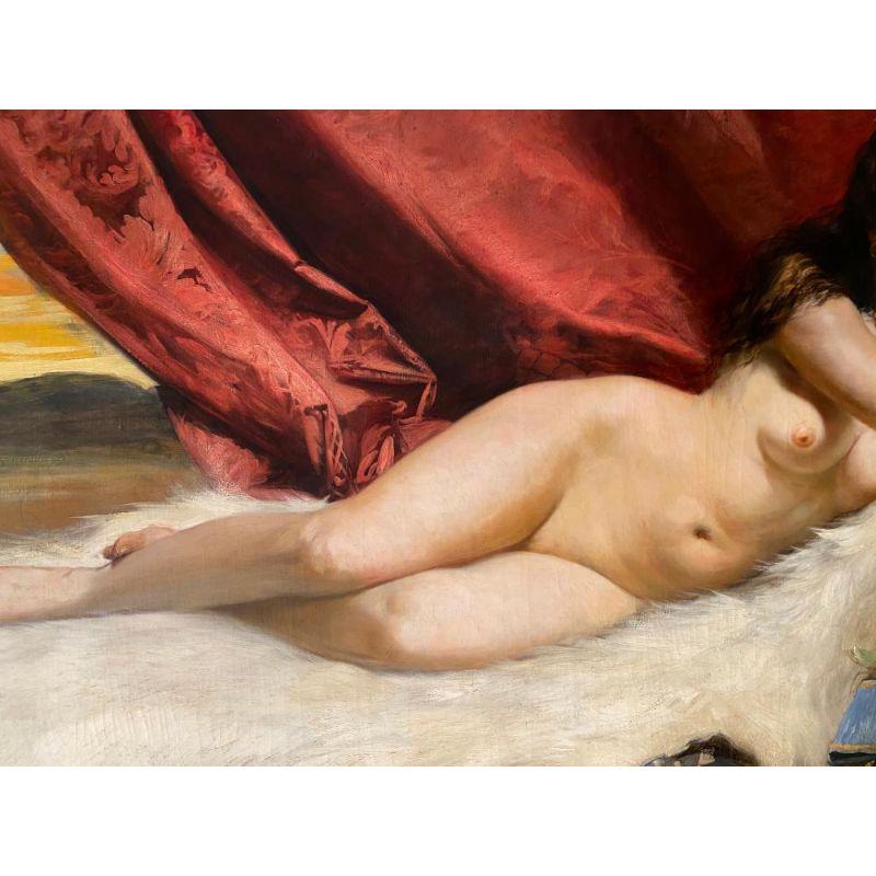 Adolf Pirsch (1858 - 1929 Austrian) Monumental Oil on Canvas of A Reclining Nude 3