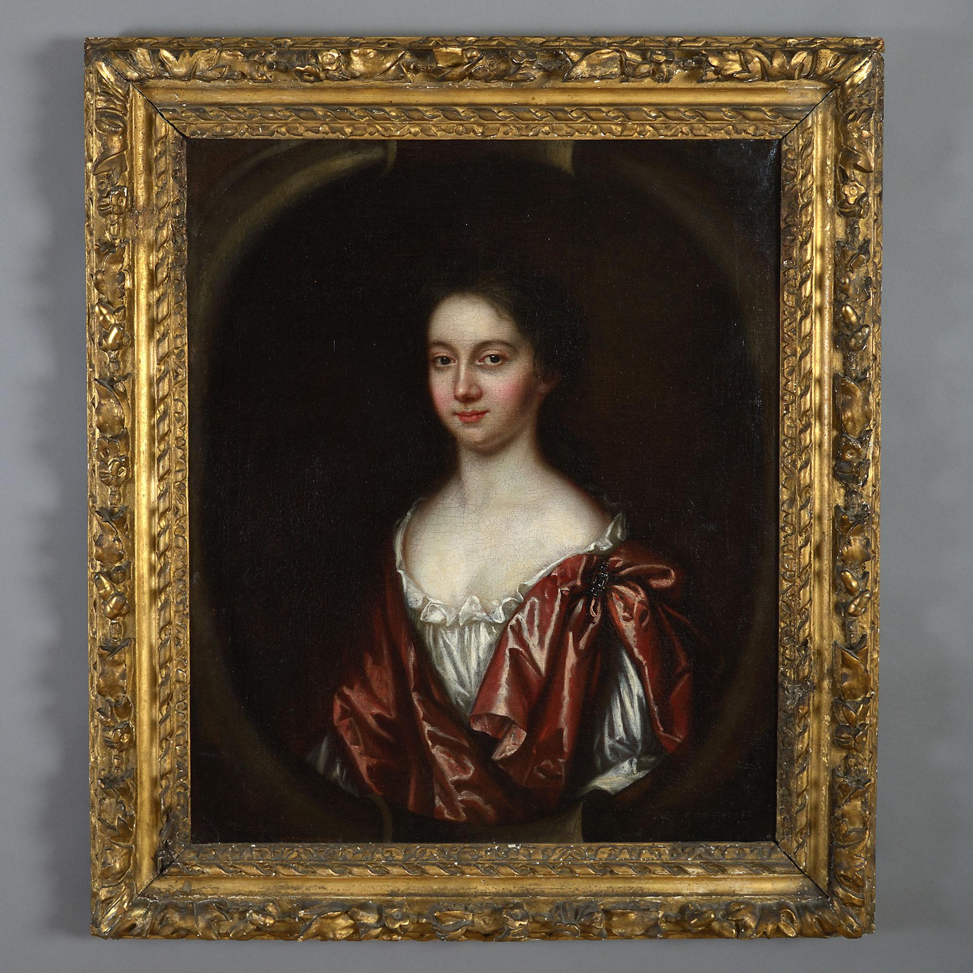 Late 17th Century Oil on Canvas Portrait of a Lady by Charles Beale (1660-1714) 