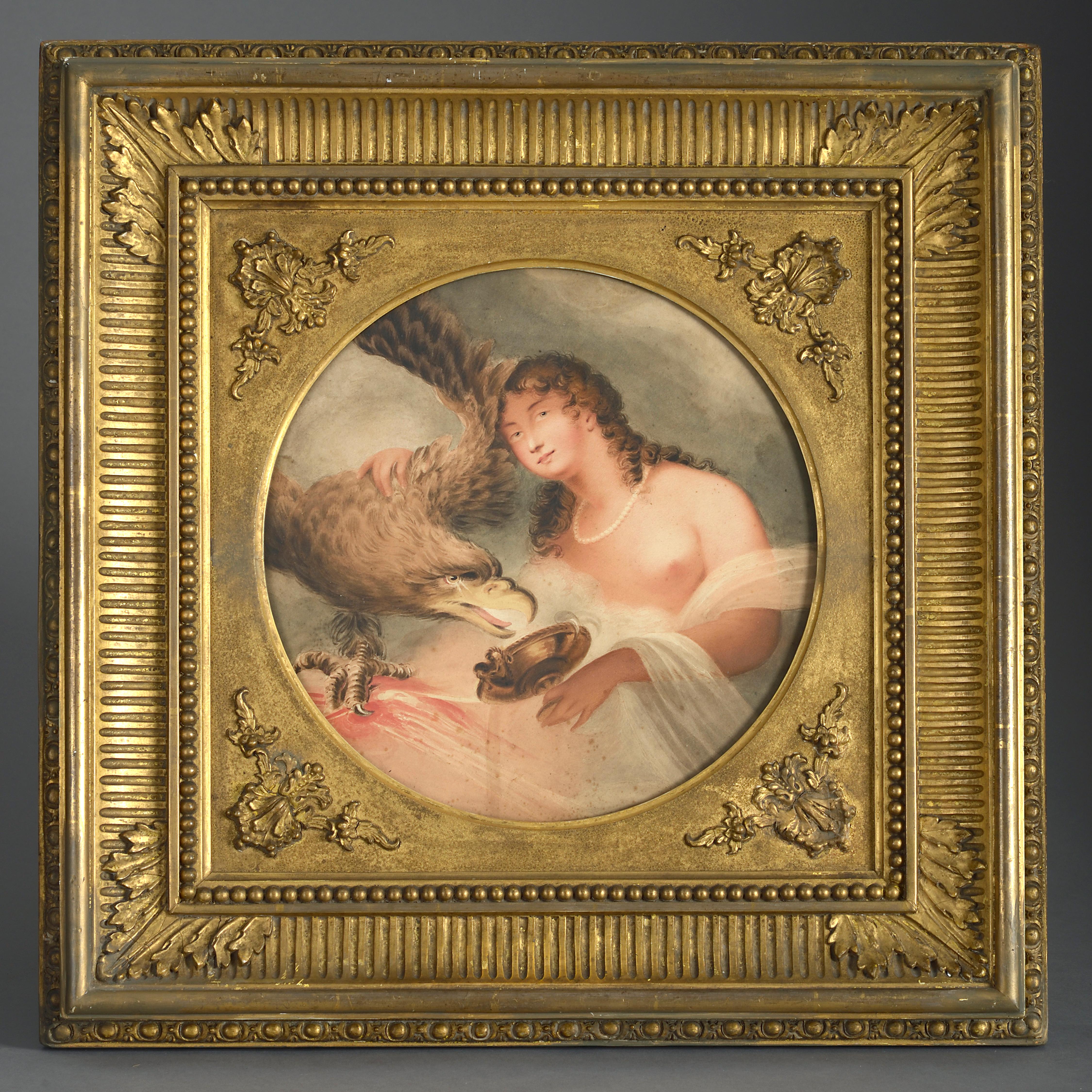 Pastel du début du XIXe siècle représentant la déesse Hebe - Mixed Media Art de Unknown