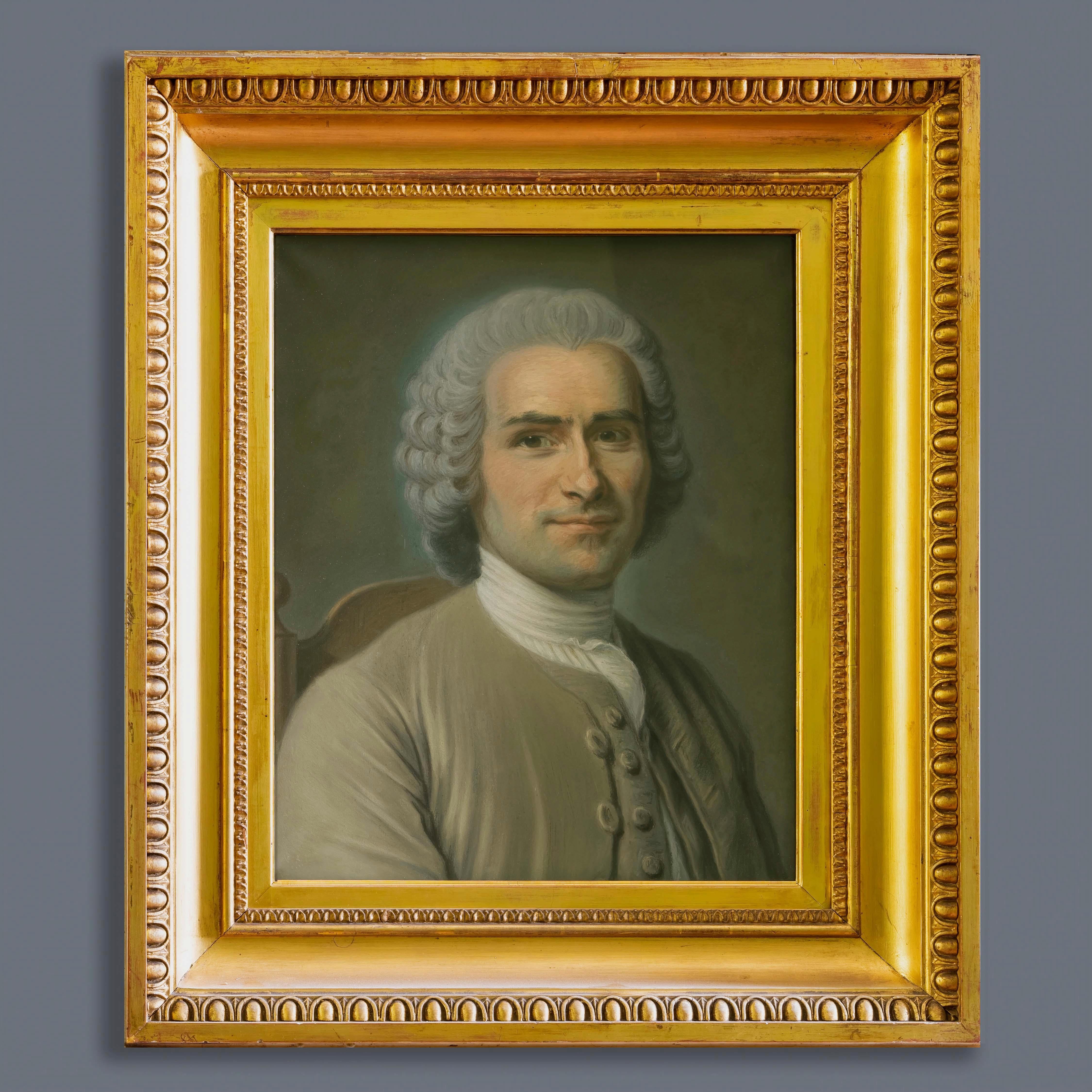 Unknown Portrait – 19. Jahrhundert Ein Porträt von Rousseau nach Maurice-Quentin de La Tour