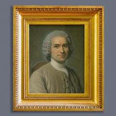 Antique 19th Century A Portrait of Rousseau After Maurice-Quentin de La Tour