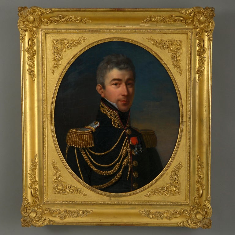 Portrait of a French Lieutenant-Colonel, wearing uniform with medals for the Legion d’Honneur and Order Croix de Fidélité

Oil on canvas; signed and dated 1821; held in a period gilded frame.

Dimensions refer to size of frame.

Josephine de