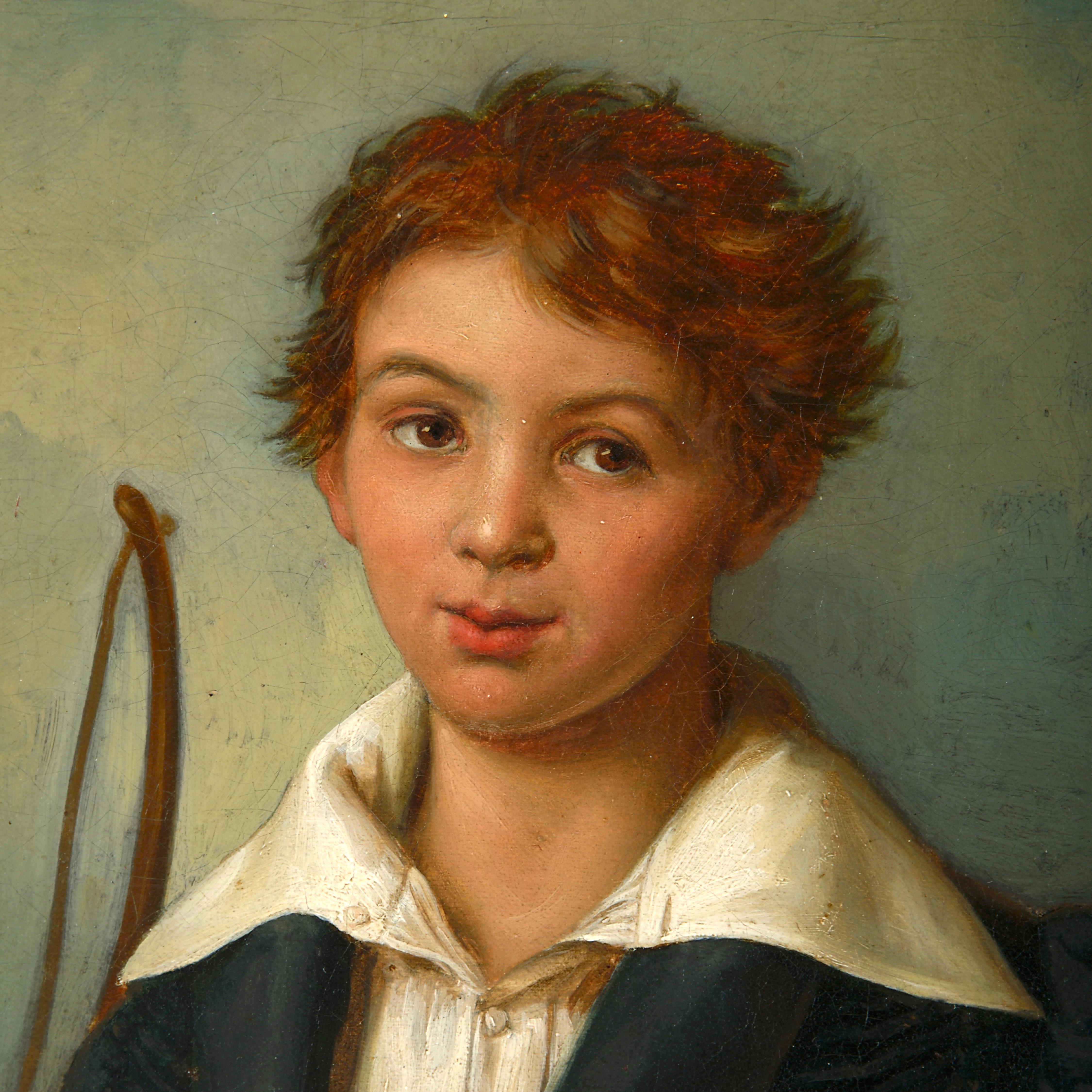Giorgio Berti (1794-1863) 19th Century Portrait of a Boy with Long Bow 1