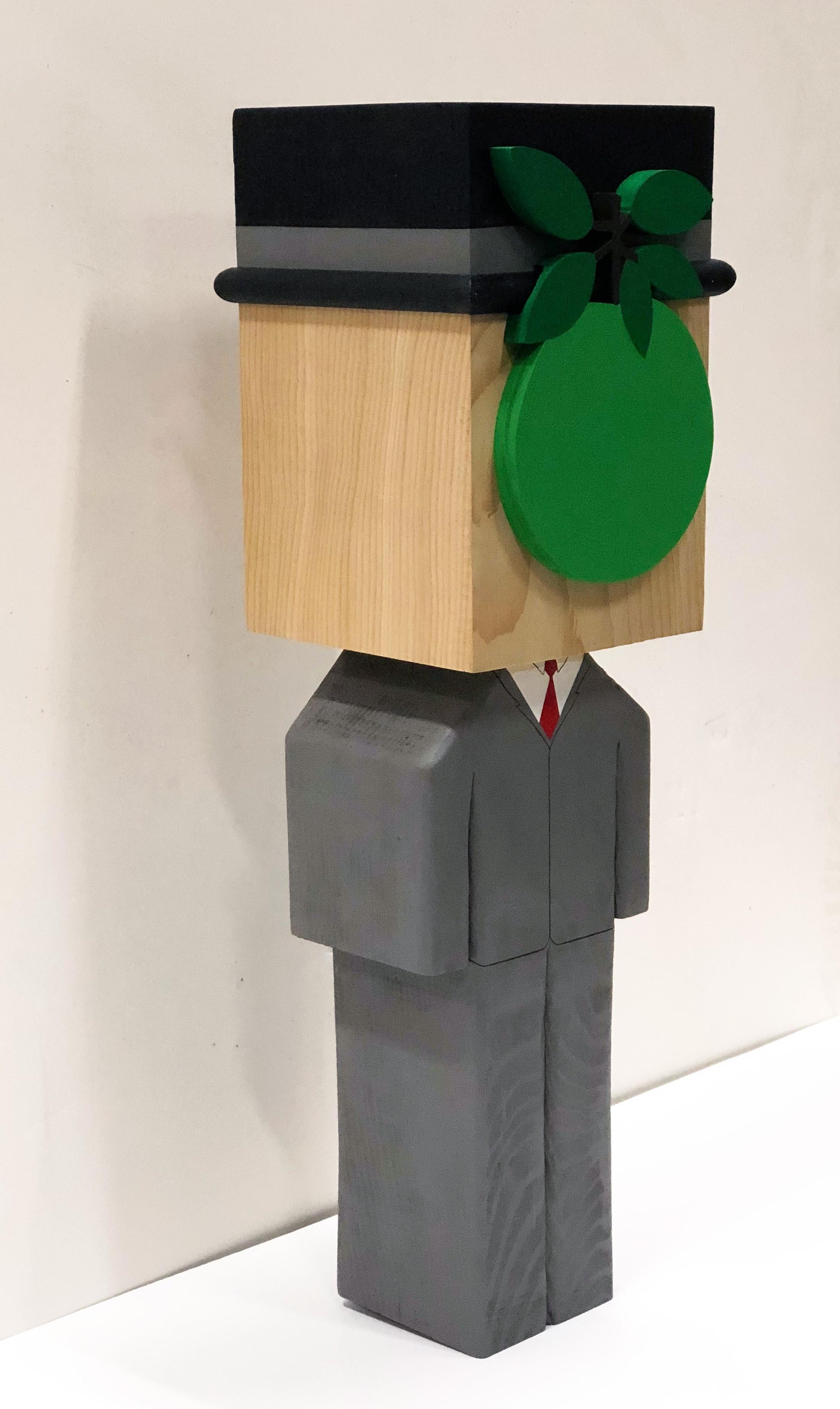 Magritte - Brown Figurative Sculpture by BLOCKHEAD