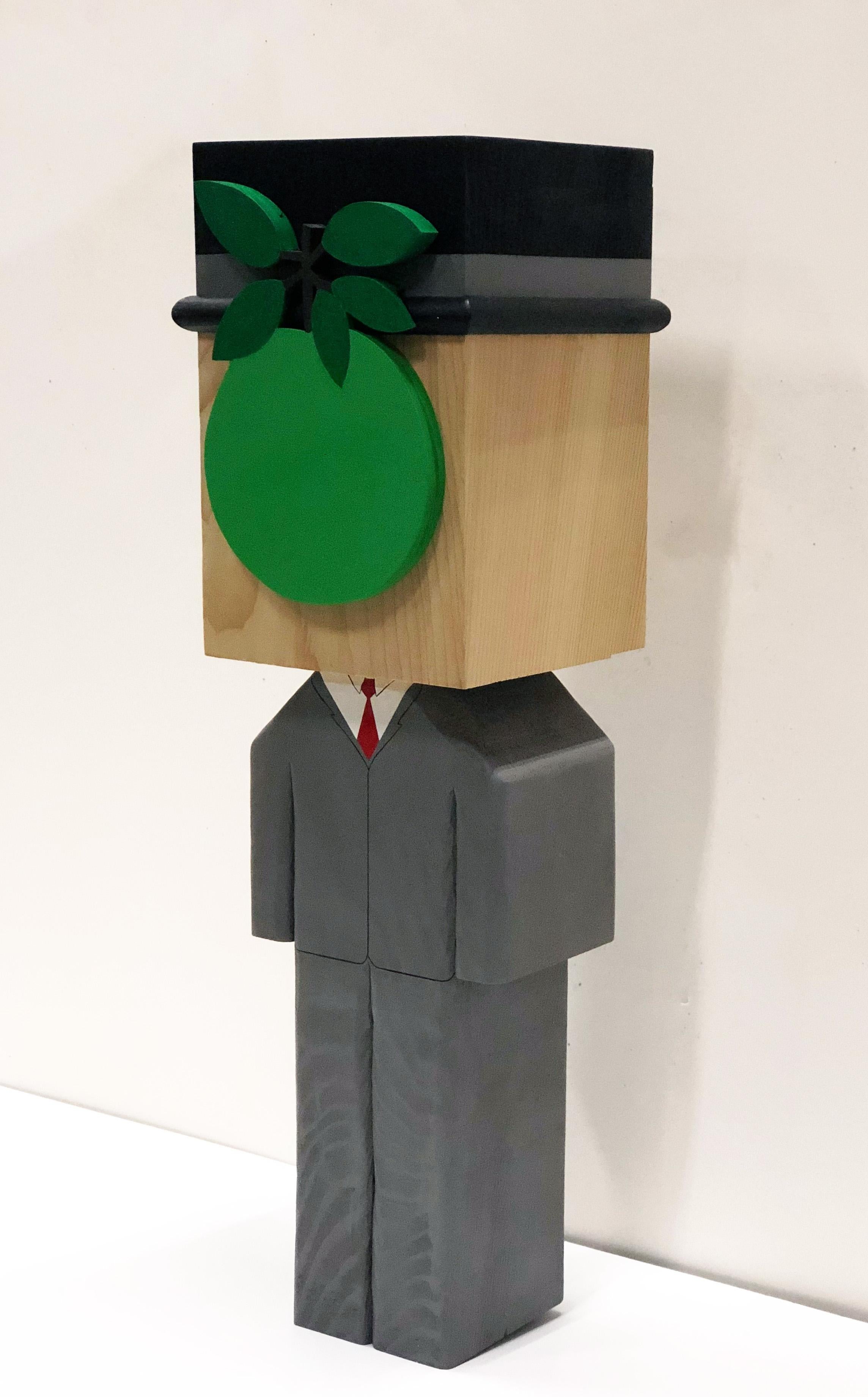 BLOCKHEADS are hand-carved and painted, highlighting the individuality and uniqueness of each piece.  BLOCKHEADS explore cultural iconography from all section of society but with an eye towards art history, music and toys.  This Magritte sculpture