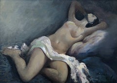 Frederic Lloveras, nude woman - original oil canvas painting