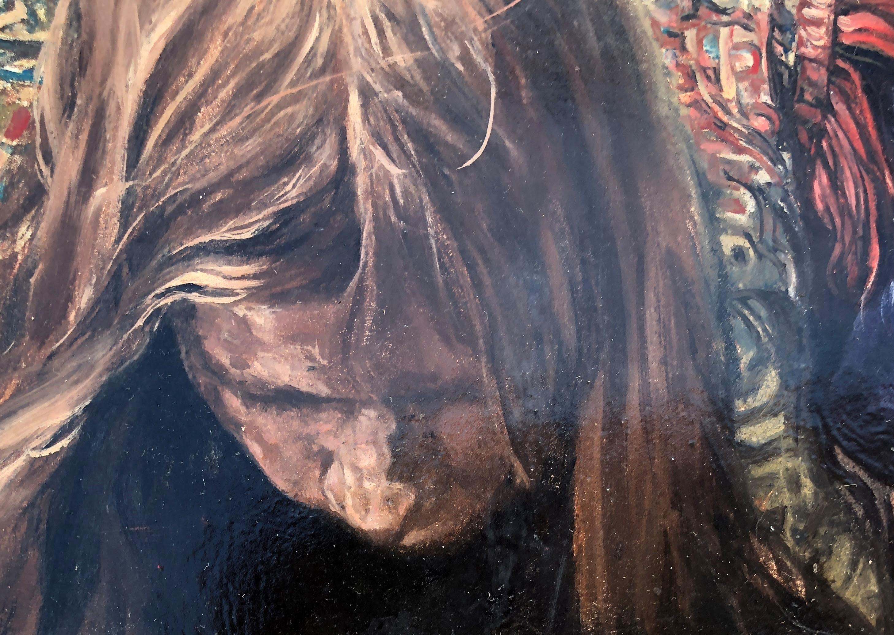 Hippies - Peinture à l'huile originale, réalisme acrylique en vente 3