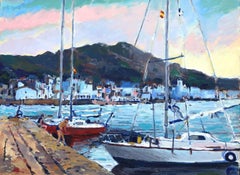 Vintage Costa Brava - oil painting sea landscape spanish