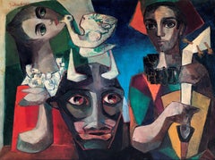 Vintage Tribute to Picasso - Palau Ferre original oil canvas painting