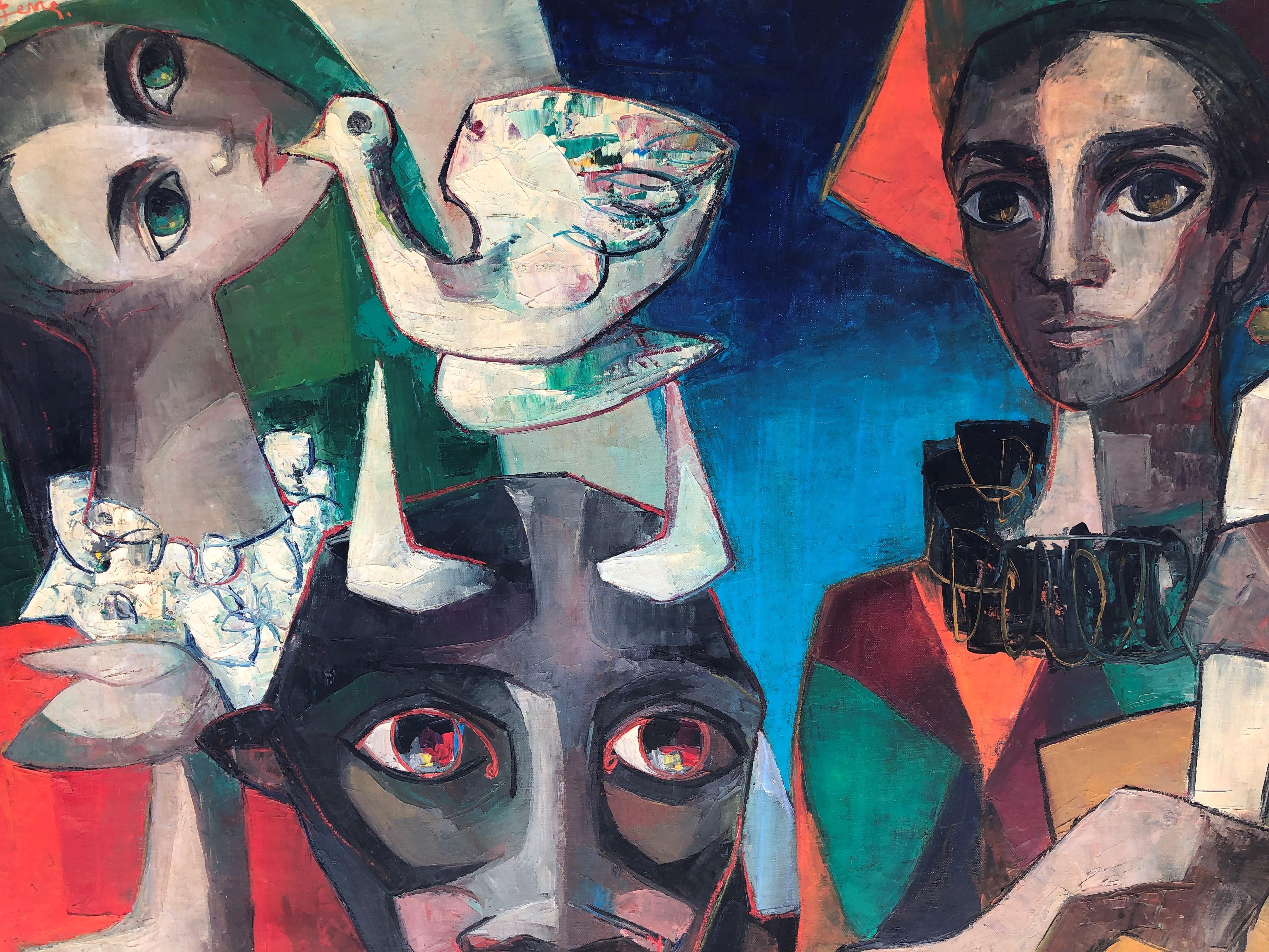 Tribute to Picasso - Palau Ferre original oil canvas painting - Black Figurative Painting by Matías Palau Ferré