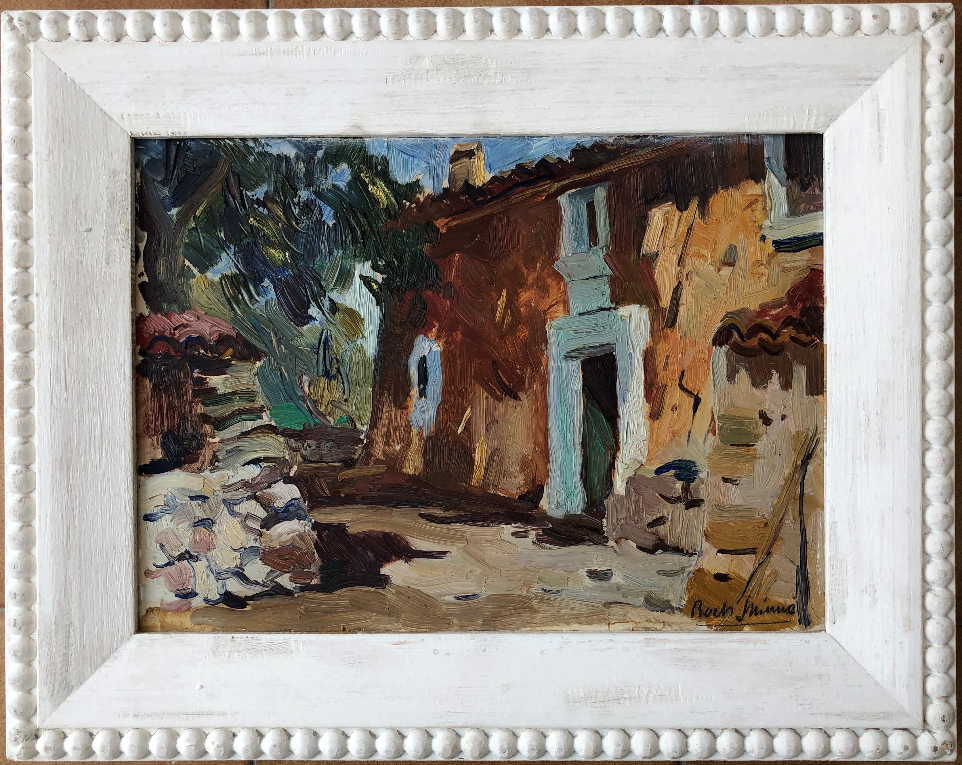 Roch Minue Ibiza landscape original oil board - Painting by Pascual Roch Minué