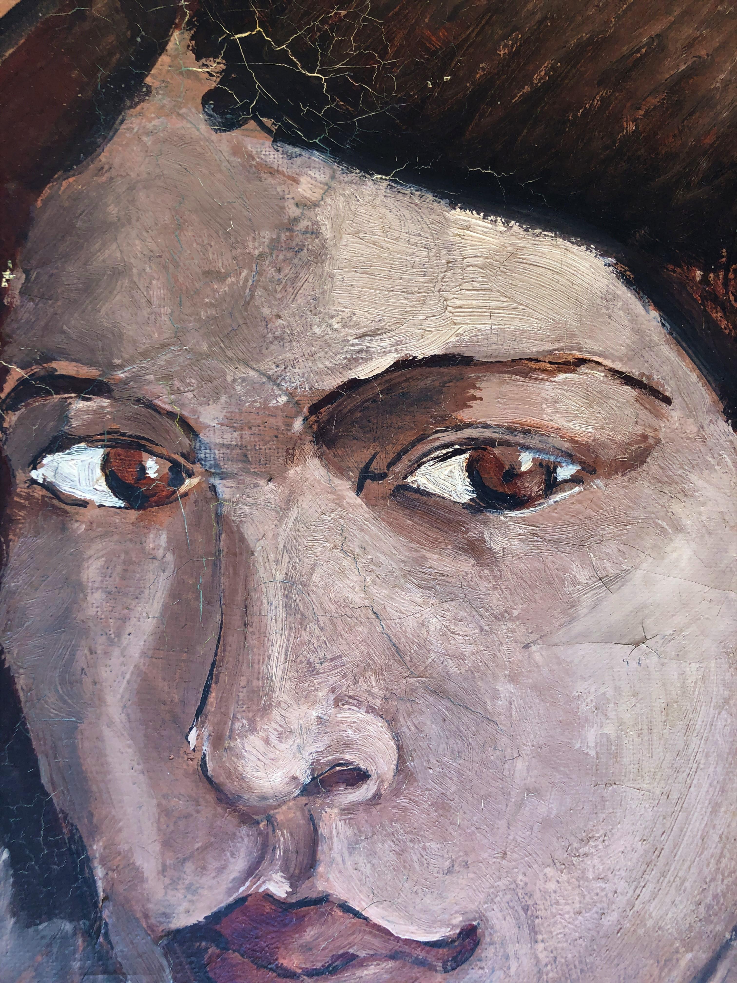Jose Fin self portrait original oil on canvas painting - Expressionist Painting by Jose Vilato Ruiz