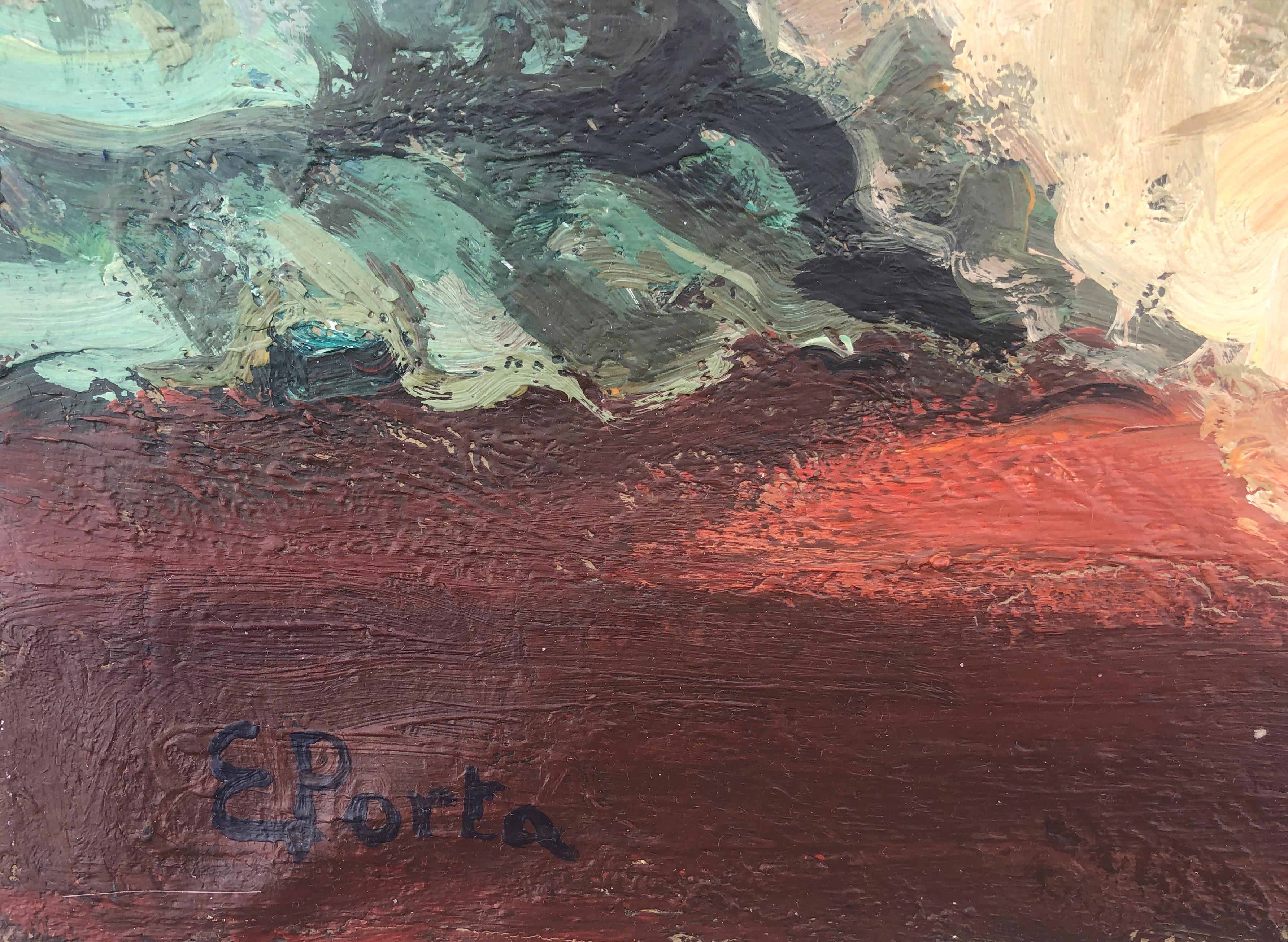 Dancer resting original oil on canvas painting - Painting by Enric Porta Mestre